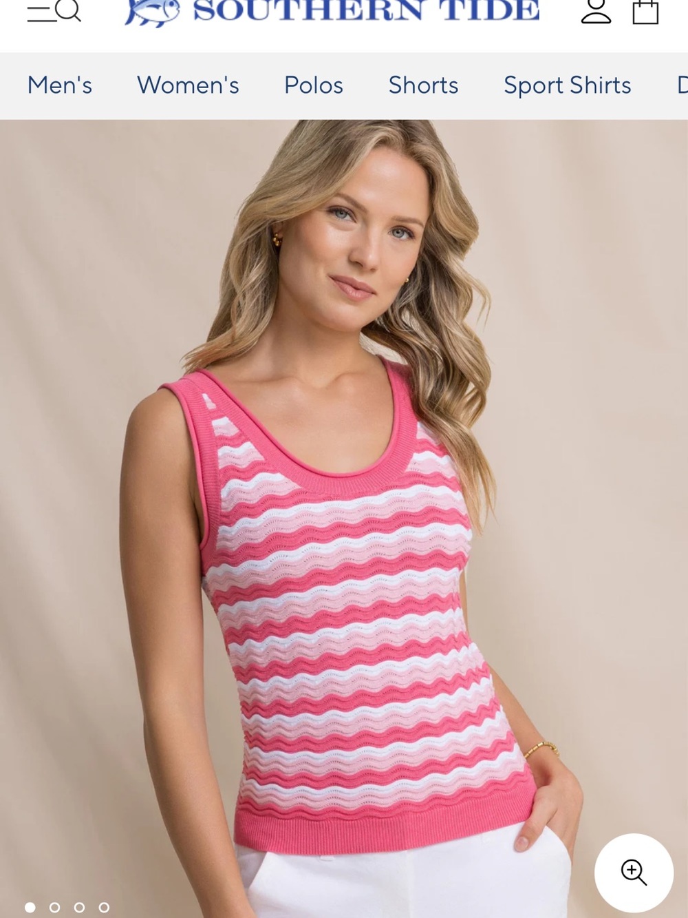 Southern Tide Pink & White Wave Knit Tank